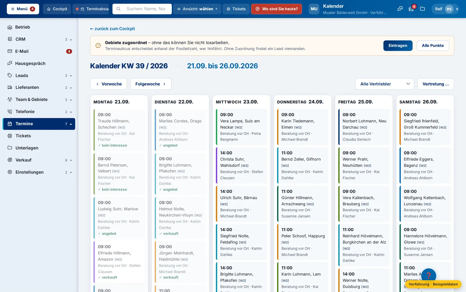 Die Woche der Disposition – Muster Bäderwelt GmbH