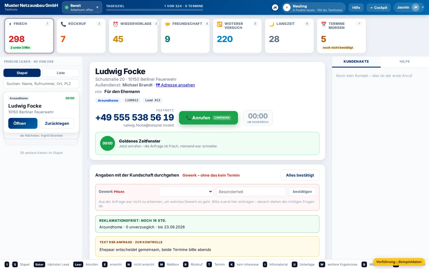 Das Gespräch, und was danach passiert – Muster Netzausbau GmbH