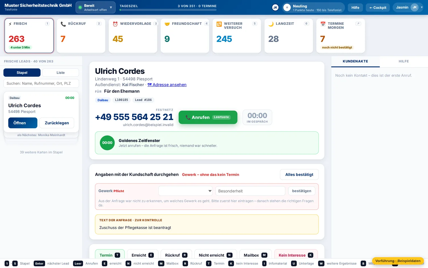 Das Gespräch, und was danach passiert – Muster Sicherheitstechnik GmbH